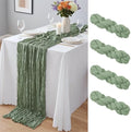 4 Pack Sage Green Cheesecloth Table Runner 10Ft, Gauze Table Runners 21.5 x 120 inch,Semi Sheer Cheese Cloth Fabric Runner Bulk for Wedding,Party,Baby Shower,Bridal Shower by Yemosa