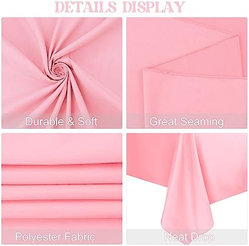 4 Pack Rectangle Tablecloth for 6 Foot Tables Washable Polyester Table Cover for Wedding Dining Table Parties Banquet（70x120 Pink） - Image 4
