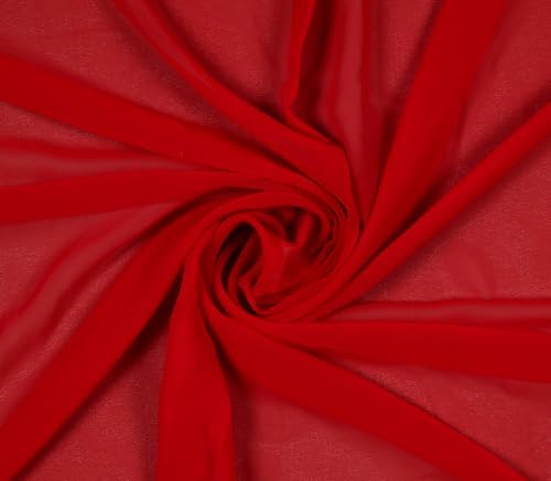 15 Yard Chiffon Fabrics, 44" Wide, Lightweight, Sheer – Red - Image 3