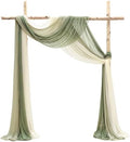Floroom Wedding Arch Draping Fabric 3 Panels 20Ft Chiffon Fabric Drapes Arbor Drapery Wedding Ceremony Reception Swag Decorations (Forest Green +Sage Green +Ivory) by Floroom