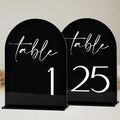 Black Arch Acrylic Table Numbers with Stands 1-25, 5x7" Black Arched Acrylic Sign and Base, Arch Table Numbers for Wedding Reception by Unknown