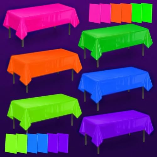 Mega-L Glow in The Dark Party Supplies, Neon Table Cloths, 12 Pack by Mega-Loopolis