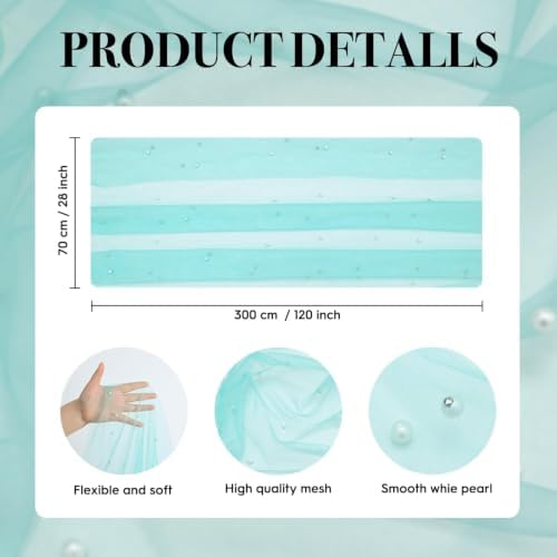 Artoid Mode 6-Pack Pearl Turquoise Gauze Table Runner 10FT Home Decor - Image 6