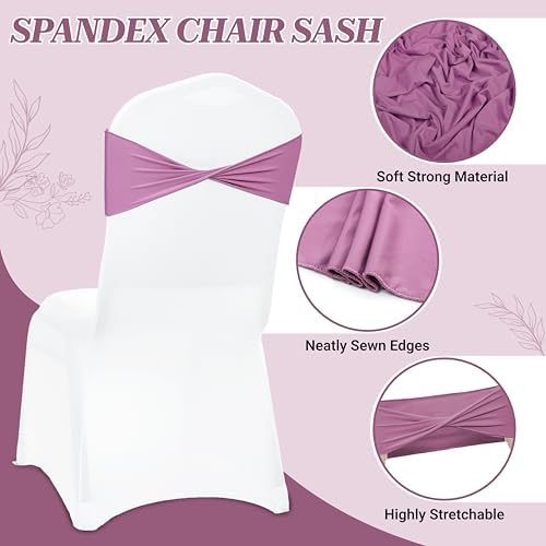MDS Pack of 125 Spandex Chair Sashes Without Slider Buckles – Dusty Pink - Image 3