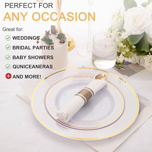200 Pack Pre Rolled Gold Silverware Set Disposable for Wedding - Image 3