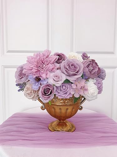 FACINOC Roses Artificial Flowers Purple Bouquet Violet Fake Flower Box Set - Image 5