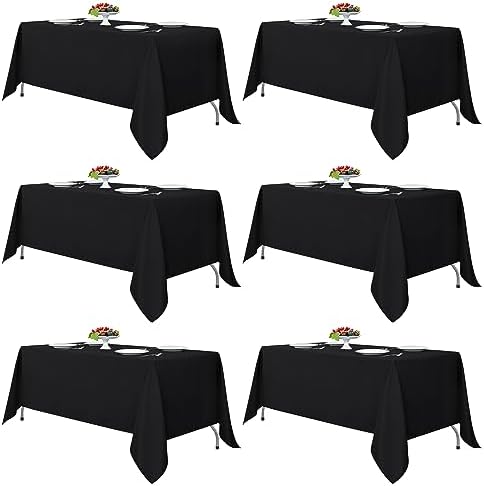 Fitable 6 Pack Black Tablecloths 70x108 Inch for 6 Foot Rectangle Tables by Fitable