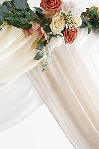 Floroom Wedding Arch Draping Fabric 3 Panels 20Ft Chiffon Fabric Drapes Arbor Drapery Wedding Ceremony Reception Swag Decorations (Nude +Cream +White) - Image 4