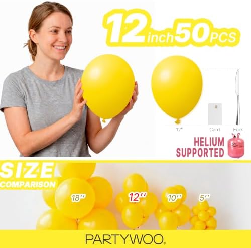 PartyWoo Yellow Balloons 50pcs Latex Helium Balloons 12 Inch (Pack of 2) - Image 6