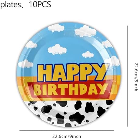 Cartoon Cowboy Birthday Supplies, Cute Funny Happy Birthday Tableware for Kid, Party Decoration Supplies with Banner, Tablecloth, Plate, Paper Cup, Napkin - Image 6