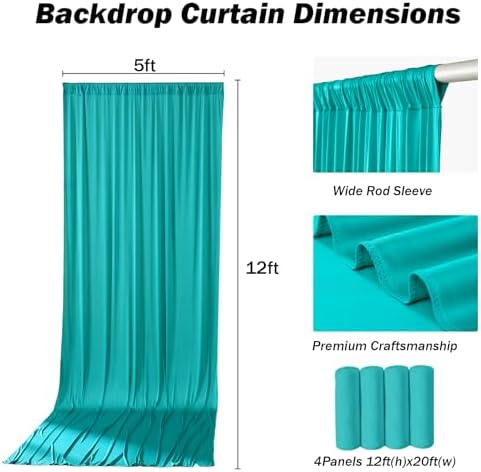 20x12 ft Turquoise Backdrop Curtains for Weddings, Birthdays and Photos - Image 5