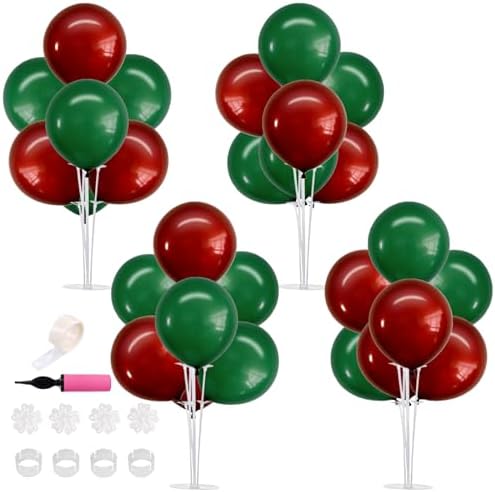 TONIFUL 4 Set Dark Red Green Balloon Stand Balloon Centerpiece for Table by TONIFUL