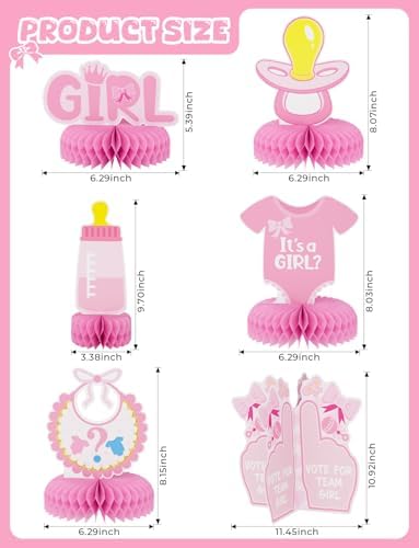 12 Pcs Baby Gender Reveal Table Decorations, Boy or Girl Centerpieces for Tables Honeycomb Centerpieces Blue and Pink Table Decor for Baby Shower Pregnancy Announcements Newborn Party Supplies - Image 5
