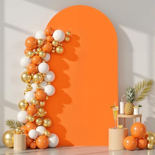 7.2 ft Arch Backdrop Cover Orange - Double-Sided Spandex Arch Covers Stretchy Backdrop for Balloon Arches Birthday Party Baby Shower Banquet Wedding Photo Background by Unknown