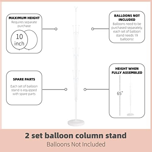 Balloon Column Stand Kit Set of 2 - Balloon Stand with Base, and Pole,Balloon Tower Backdrop Decoration for Wedding, Baby Shower, Birthday Party, or Bachelorette Parties - Image 2