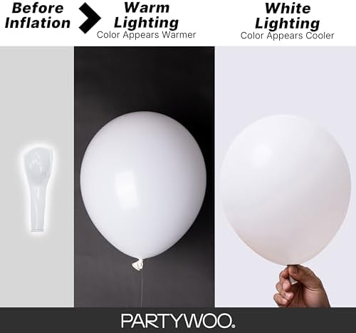 PartyWoo White Balloons 140pcs Matte White Latex Balloons Different Sizes - Image 3