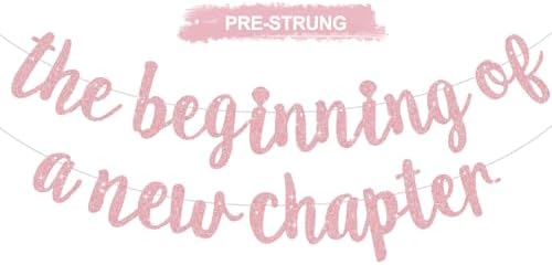 BEISHIDA Dark Pink Pre-Strung Glitter The Beginning of A New Chapter Banner by Beishida