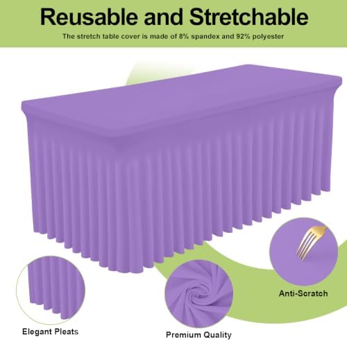 Smiry 2 Pack Spandex Elastic Fitted Table Cloth Skirt for 6FT Table - Image 2