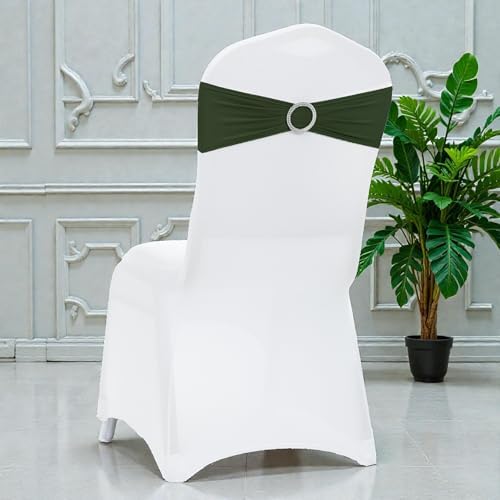 Pack of 200 Spandex Chair Sashes for Wedding Party & Event – Olive Green - Image 5