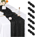 6 Pack Black Cheesecloth Table Runner, 17 x 108 inch, Semi Sheer Boho Cheese Cloth Fabric Table Runner Bulk for Wedding , Birthday, Party, Holiday, Home Decor (Black) by ACSUIT