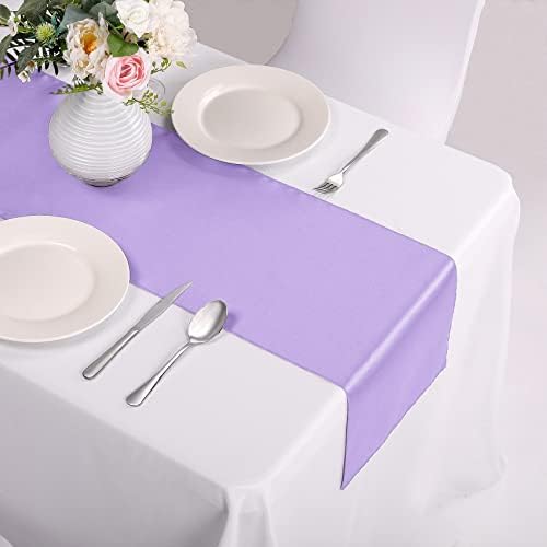 15-Pack Satin Table Runner Lavender 12 x 108 inches Long, Table Runners for Wedding, Birthday Parties, Banquets Decorations（15 Pack, 12x108 Inch, Lavender） - Image 6