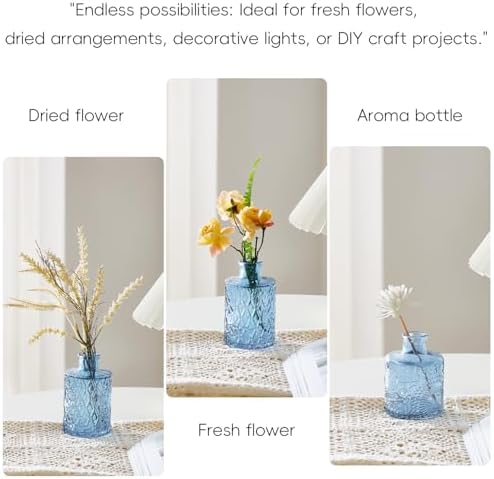Glass Bud Vases Set of 32 - Blue Assorted Small Mini Glass Vases for Flowers, Crystal Vintage Vase Set, Bulk Centerpieces for Table Décor, Wedding, Home and Events (Blue, 32 Pcs) - Image 5