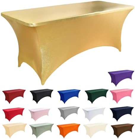 2-Pack 6ft Spandex Table Covers for Rectangle Standard Folding Tables - Wrinkle Resistant Stretch Tablecloths - Ultimate Fitted Table Protector for Parties, Trade Shows, Banquet - Image 3