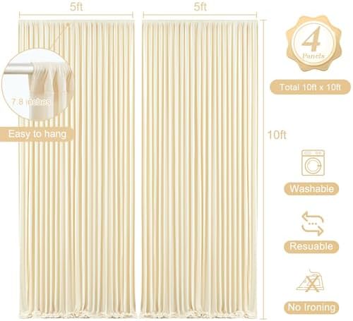 20 x 10ft Champagne Backdrop Curtain with Light String for Party - Image 5