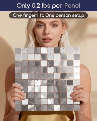 COKAOBE LiteGrid Series Shimmer Wall Backdrop - 48Pcs Silver - Image 3