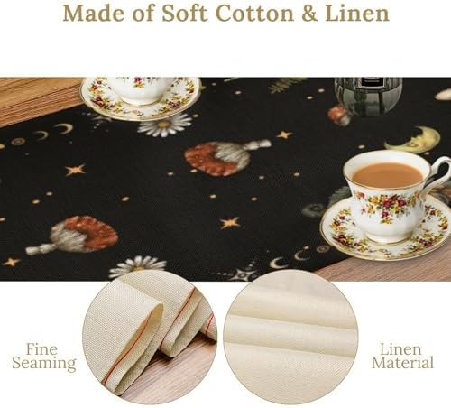 Sun Moon Moth Mushroom Table Runner Moon Phase Floral Seasonal Spring Autumn Gothic Tarot Dinner Runner for Farmhouse Kitchen Dining Table Holiday Party Decoration 13"x60" - Image 5