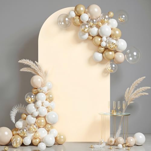 7.2 ft Arch Backdrop Cover Champagne - Double-Sided Spandex Arch Covers Stretchy Backdrop for Balloon Arches Birthday Party Baby Shower Banquet Wedding Photo Background by Unknown