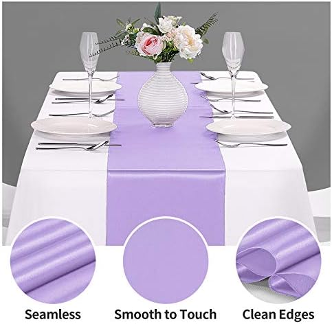 15-Pack Satin Table Runner Lavender 12 x 108 inches Long, Table Runners for Wedding, Birthday Parties, Banquets Decorations（15 Pack, 12x108 Inch, Lavender） - Image 2