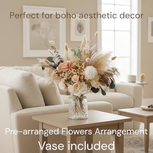 Luxury Floral Arrangement with Vase - Pampas Grass & Artificial Flowers - Image 3
