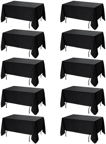 10-Pack Black Tablecloths for Rectangle Tables, 70 x 108 Inches by DailySet