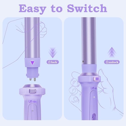 Ufree 5 in 1 Curling Wand Set with Flat Iron, 0.35"-1.25" Ceramic Barrels - Image 6
