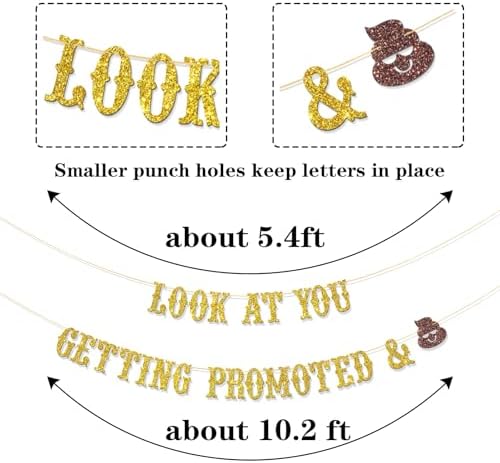 Look at You Getting Promoted & Sh*t Banner - The Best is Yet to Come - Congratulations Party Supplies - Promotion - Promotion Party Decorations - Gold Glitter - Image 2
