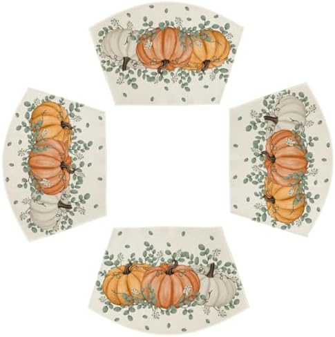 Artoid Mode Pumpkin Eucalyptus Fall Wedge Placemats Set of 4-12 x 18 Inch by ArtoidMode