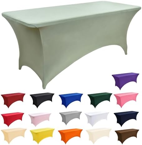 2-Pack 8ft Spandex Table Covers for Rectangle Folding Tables - Washable Elastic Tablecloth - Ultimate Fitted Table Protector for Parties, Banquet, and Wedding - Image 3