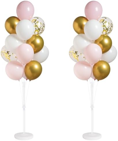 Pink Gold Balloon Column Stand Kit with Base,Pole for Floor&Table by Tosuced