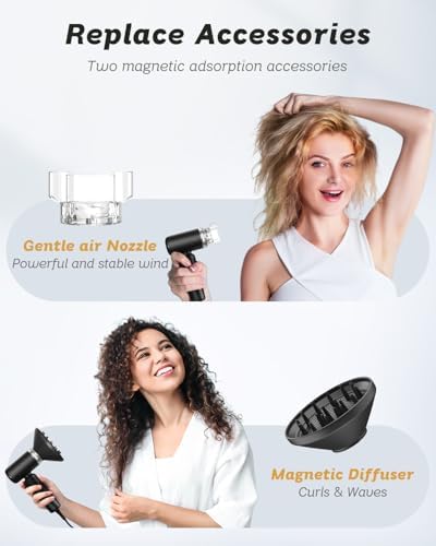 Dual Voltage Travel Hair Dryer, Mini High-Speed Blow Dryer for Fast Drying, Ionic Hairdryer with Diffuser Gift Women, Lightweight Compact Portable,Quiet,European International 100-240V,Black - Image 5