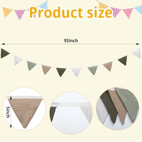 Oudain 2 Pcs Pennant Banner Flags Nursery Garland Triangle, Deep Color - Image 2