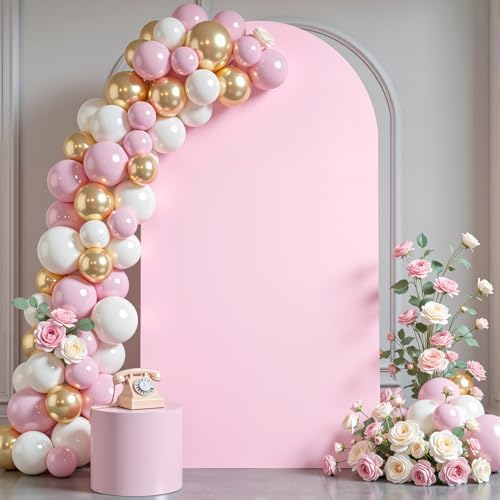 7.2 ft Arch Backdrop Cover Pink - Double-Sided Spandex Arch Covers Stretchy Backdrop for Balloon Arches Birthday Party Baby Shower Banquet Wedding Photo Background by Unknown
