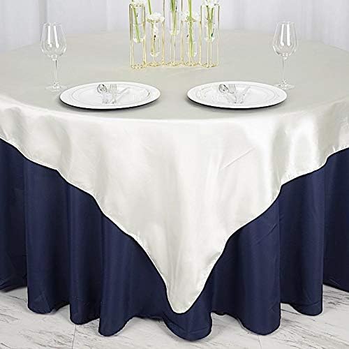 Balsa Circle 10 pcs 72x72 inch Ivory Square Tablecloth Satin Fabric Overlays Linens | Table Cloths Cover for Wedding Party Banquet Reception Events Decoration Kitchen Dining Events Kitchen Dining - Image 3