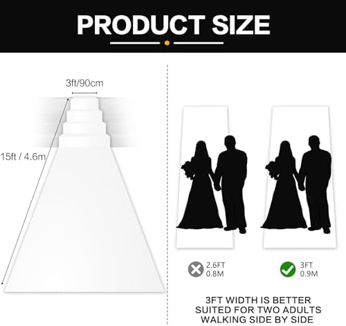 White Carpet Runner for Party, Premium 160 GSM Felt Non-Woven Fabric Runway Rug for Party Wedding & Special Events,Rolled Package Without Creases (White, 3X15 ft) - Image 3