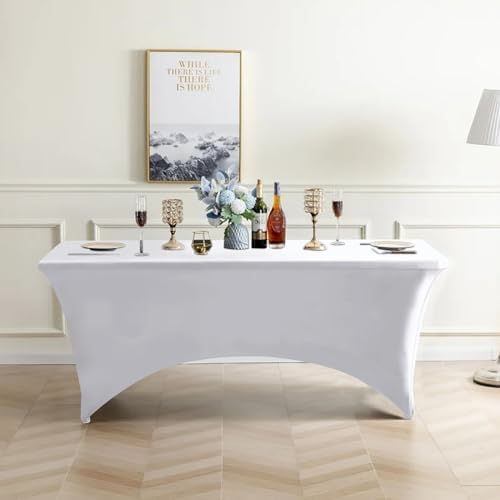 Eurmax USA 2-Pack Rectangular Fitted Spandex Table Covers 8ft Tablecloth Wedding Event Patio Table Decorations Stretch Table Cover for 8ft Folding Table (White) - Image 6