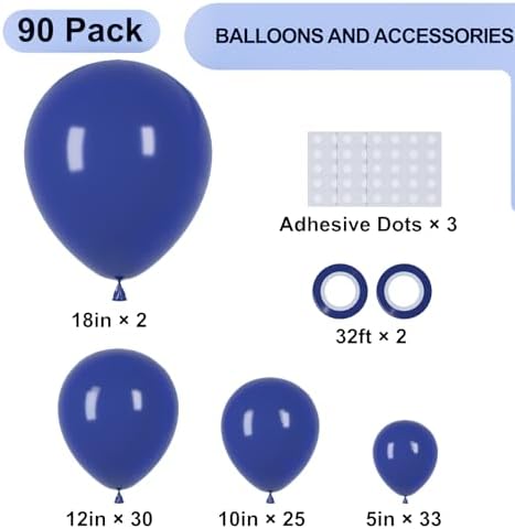 Voircoloria 90pcs Navy Blue Balloons Garland Arch Kit, 18 12 10 5 Inch - Image 2