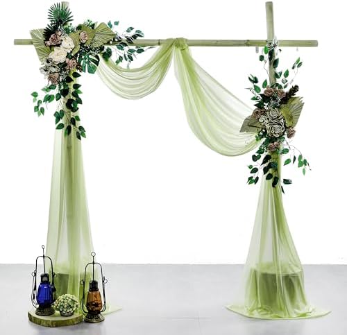 Pack of 2 Wedding Arch Drape Panel Fabric 30" x 20ft - Sage Green - Image 2