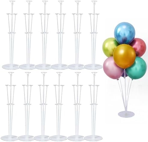 Balloon Stand Kit For Table - 12 Sets Balloon Sticks with Base For Birthday Graduation Party Decorations by Unknown