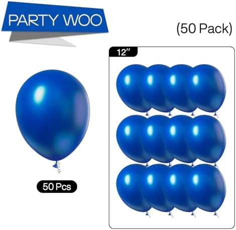 PartyWoo Royal Blue Balloons 50pcs Dark Blue Latex Helium Balloons 12 Inch - Image 5