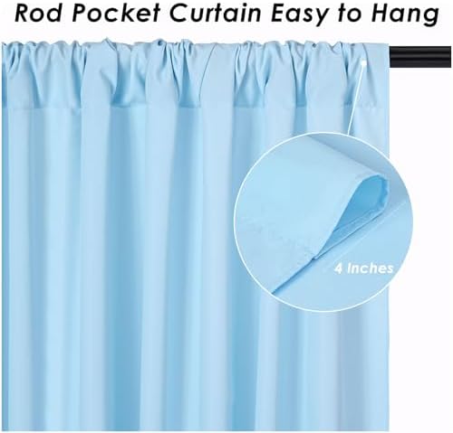 Baby Blue/Light Blue Backdrop Curtains 20ftx10ft Polyester Photo Drapes - Image 5